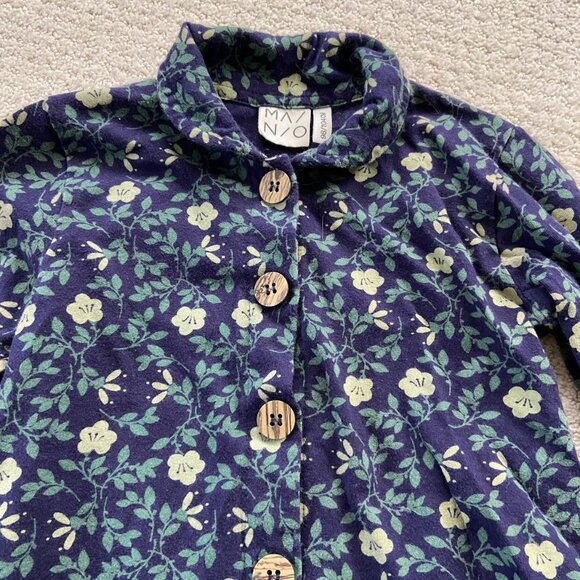 Mainio Navy Blue Floral Collared Top - Picture 3 of 3